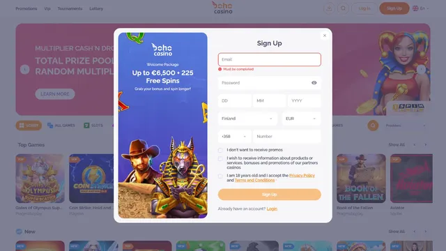 boho casino registration