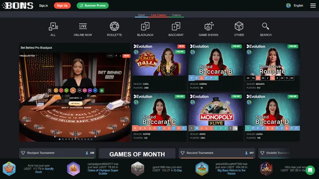 bons casino live games
