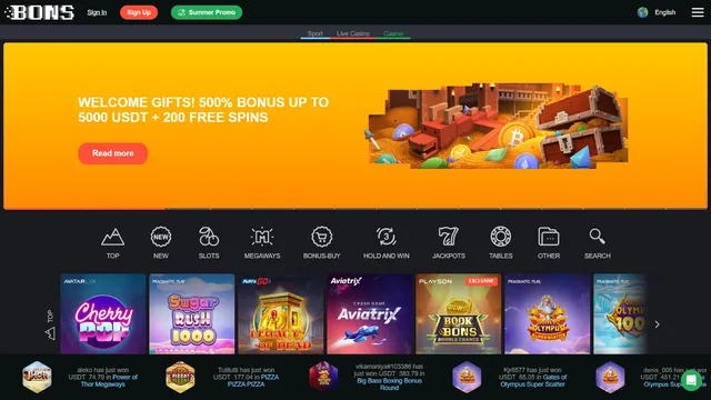 bons casino website screen