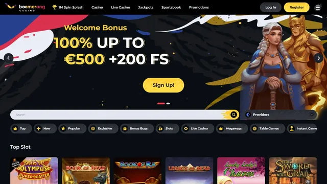 boomerang casino website screen