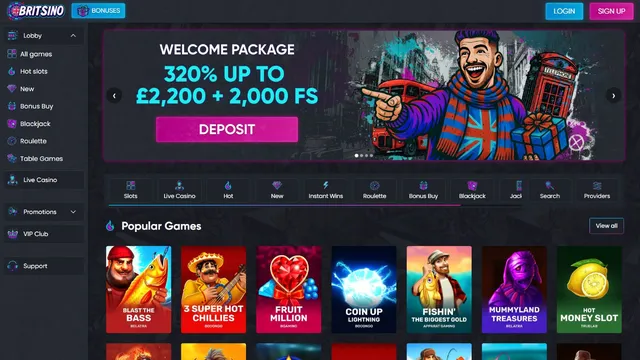 britsino casino website screen
