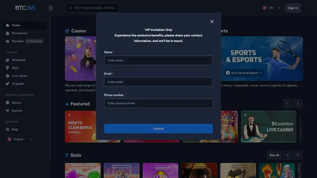 btc365 casino registration