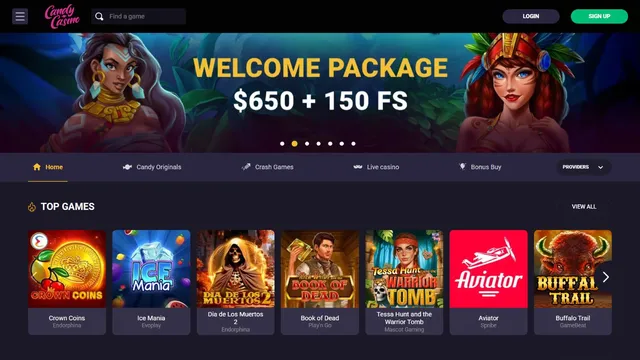 candy casino website screen