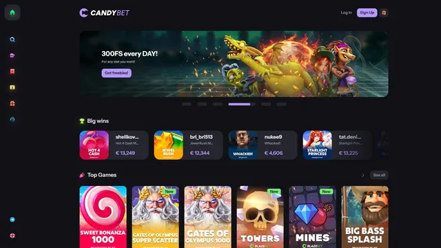 candybet casino website screen