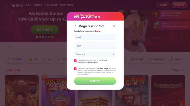 casino infinity registration