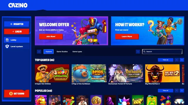 cazino casino website screen