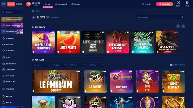 celsius casino games