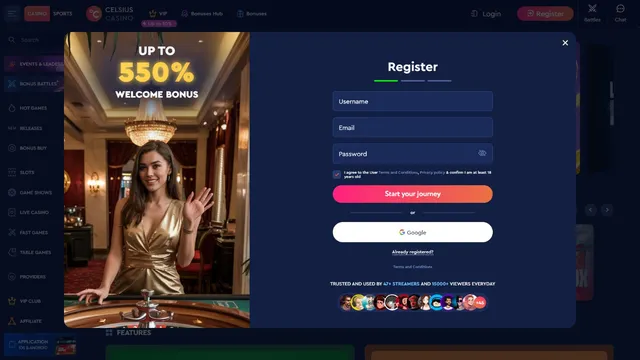 celsius casino registration