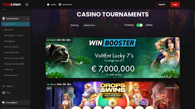 chipstars casino tournaments