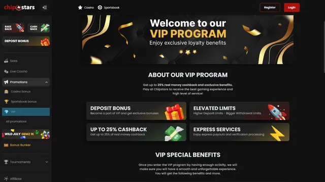 chipstars casino vip club