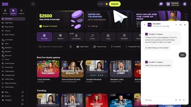 cloudbet casino support