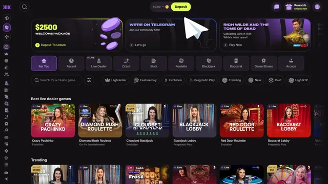 cloudbet casino website screen