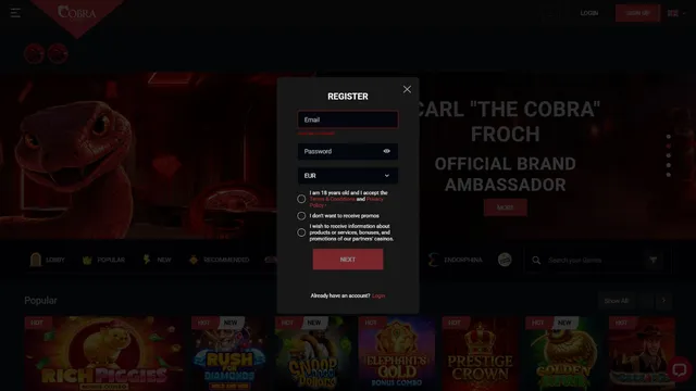 cobra casino registration