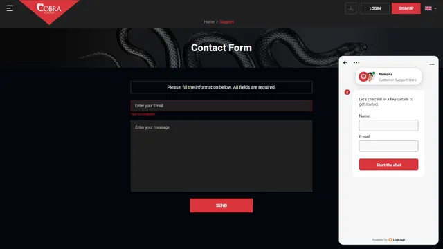 cobra casino support