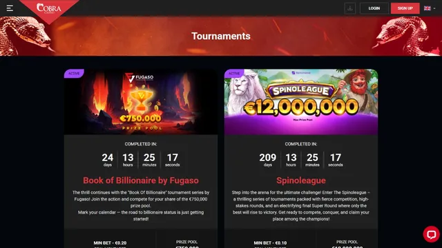 cobra casino tournaments