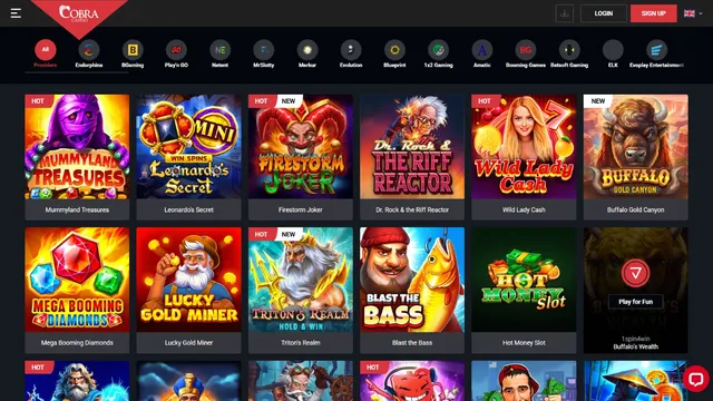 cobra casino website games