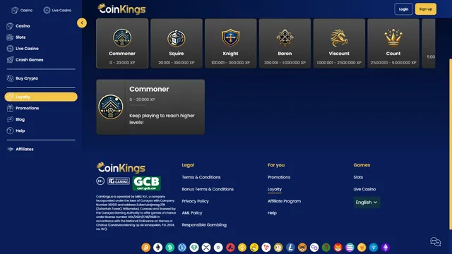 coinkings casino loyalty program