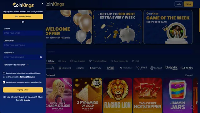 coinkings casino registration