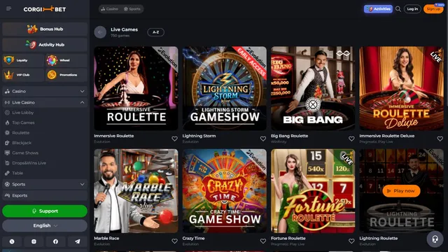 corgibet casino live games