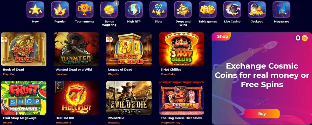 cosmicslot casino games