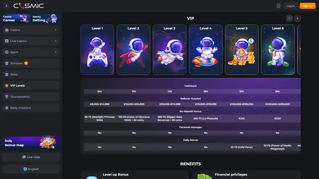 cosmicslot casino vip club