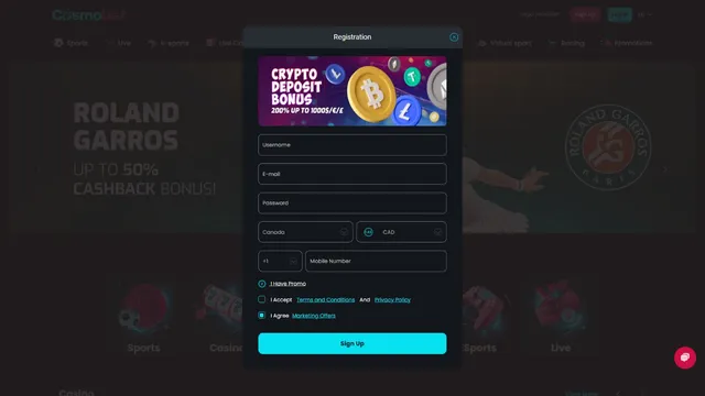 cosmo bet casino registration