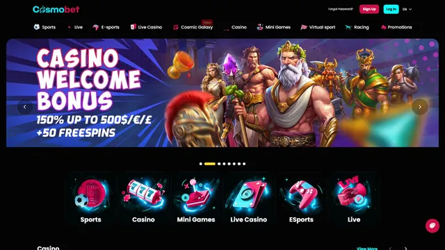 cosmo bet casino website screen