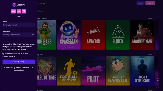 crashino casino registration