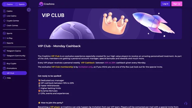 crashino casino vip club