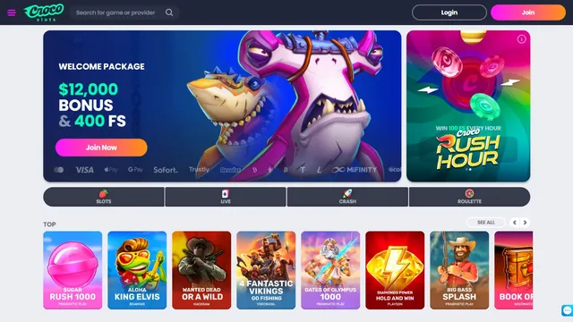 crocoslots casino website screen