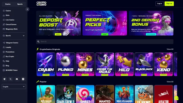 crypto casino website screen