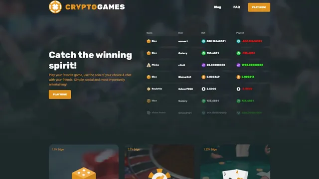 crypto.games casino website screen