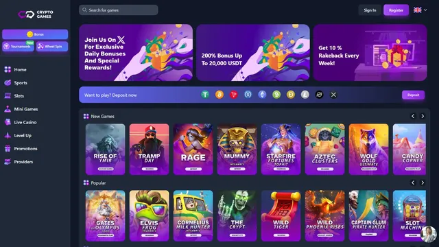 cryptogames casino website screen