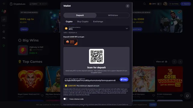 cryptoleo casino deposit