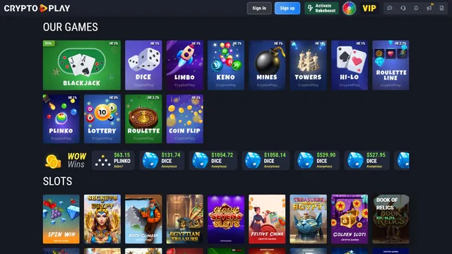 cryptoplay casino games