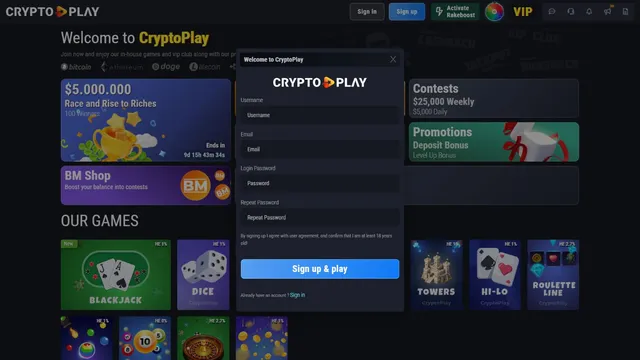 cryptoplay casino registration