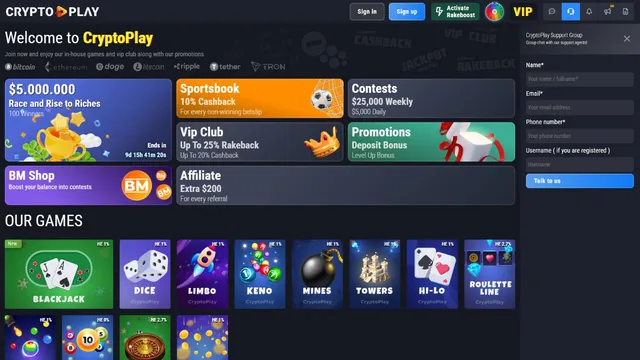 cryptoplay casino support