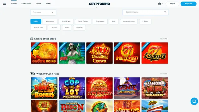 cryptorino casino games