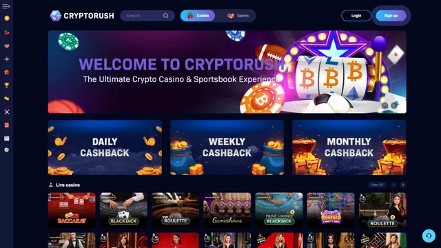 cryptorush casino website screen