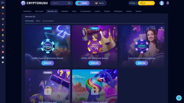cryptorush casino welcome bonus