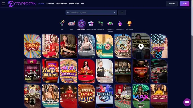 cryptozpin casino live games