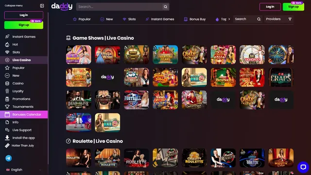 daddy casino live games