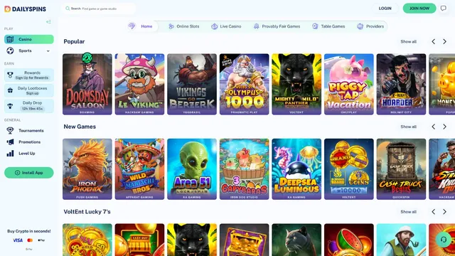 dailyspins casino games