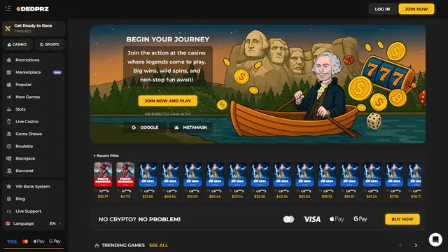 dedprz casino website screen