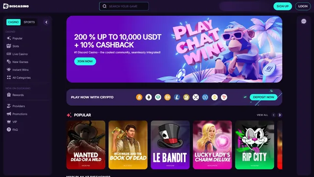 discasino website screen