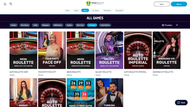 dogsfortune casino live games