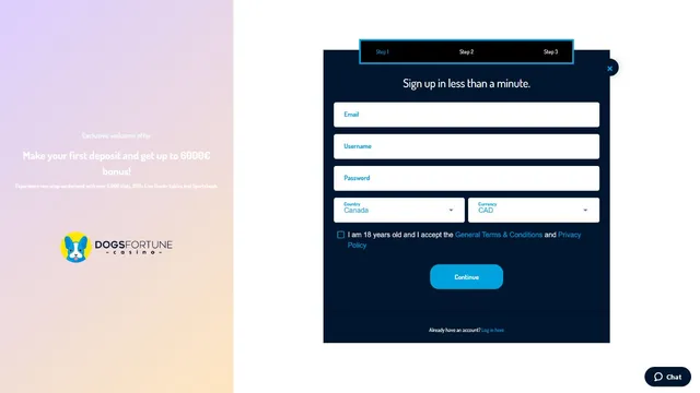 dogsfortune casino registration