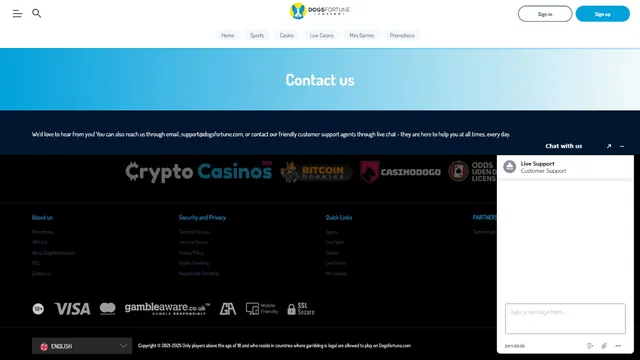 dogsfortune casino support