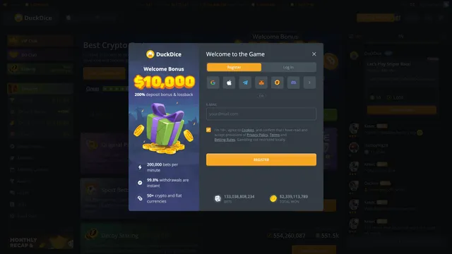 duckdice casino registration
