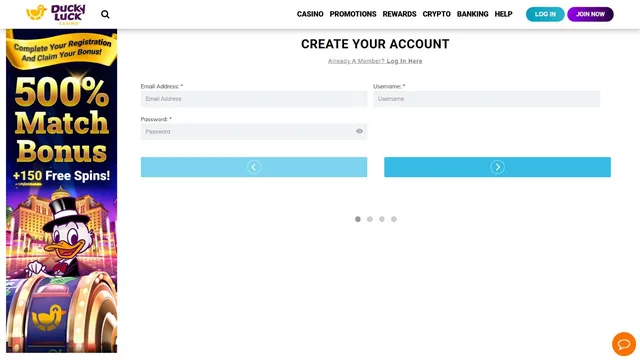 duckyluck casino registration